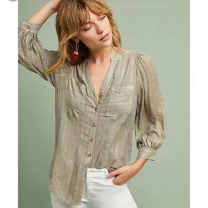 Anthro Akemi Kin Itzel Metallic Stripe Blouse